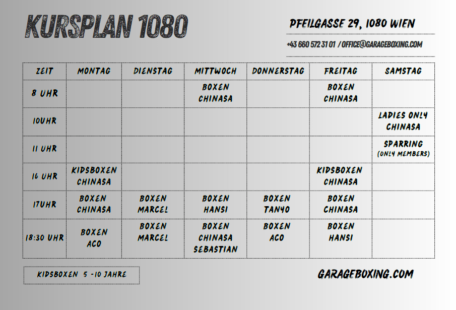 Stundenplan 1080 Wien Pfeilgasse 29